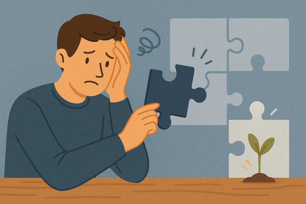 少し悲しげな表情を浮かべている人物のイラスト