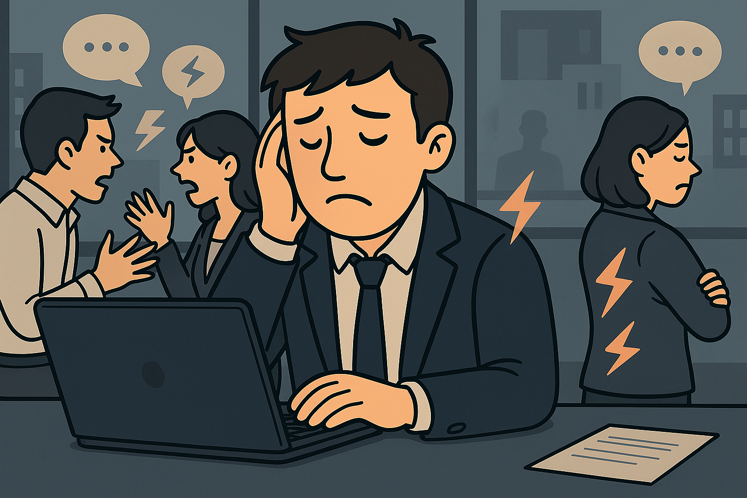 複雑な人間関係に困っている男性